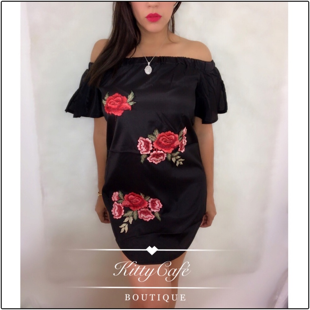 Romantic Embroidered Rose Dress